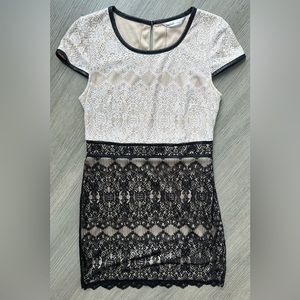 Kensie lace dress with leather trim (size 8)